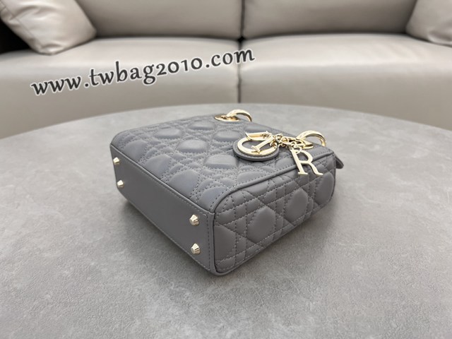 Dior专柜新款Lady女包迪奥高仿原单三格羊皮大象灰Classic Lady戴妃包 djfk1279